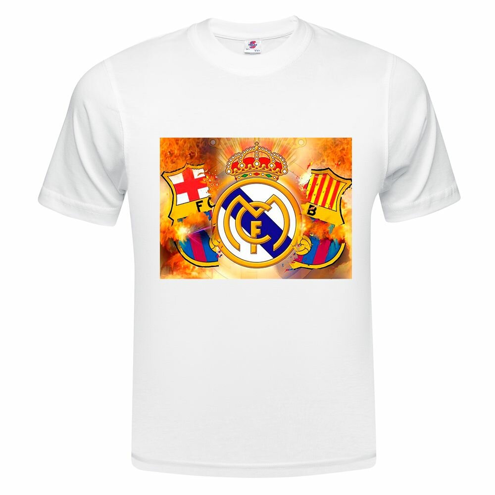 Футболка  Детская футболка ONEQ 140 (10-11) размер с принтом Реал Мадрид, белая