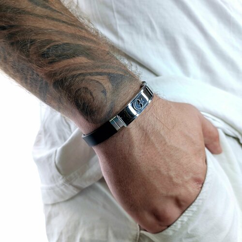 фото Браслет, металл, 1 шт., размер 20 см, черный, серебряный нет бренда