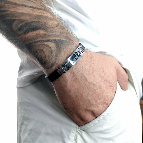 фото Браслет, металл, размер 20 см, серебряный, черный нет бренда