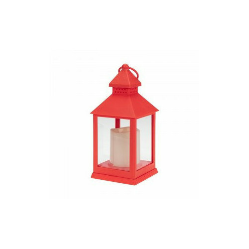 Neon-Night Декоративный фонарь со свечкой, красный корпус, размер 10,5х10,5х24см, цвет теплый белый