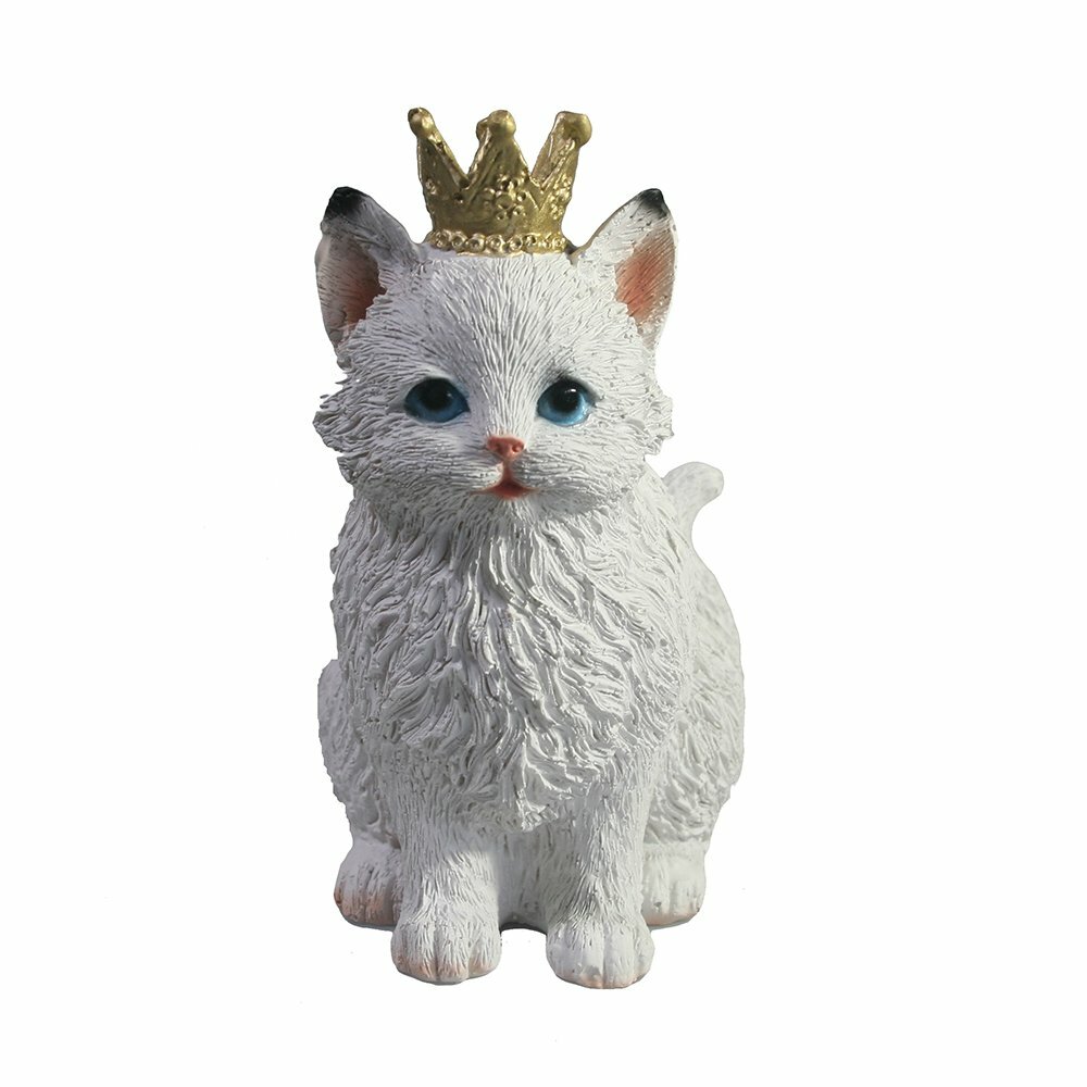 фото Фигура декоративная Котенок Уильям, цв. белый 7х11х16см KSMR-718284/D199