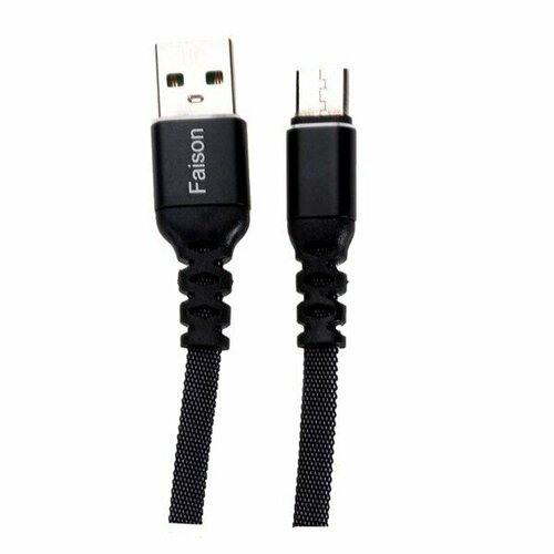 Кабель USB - Type-C FaisON FX9 Shot, 1.0м, 2.1A, цвет: чёрный