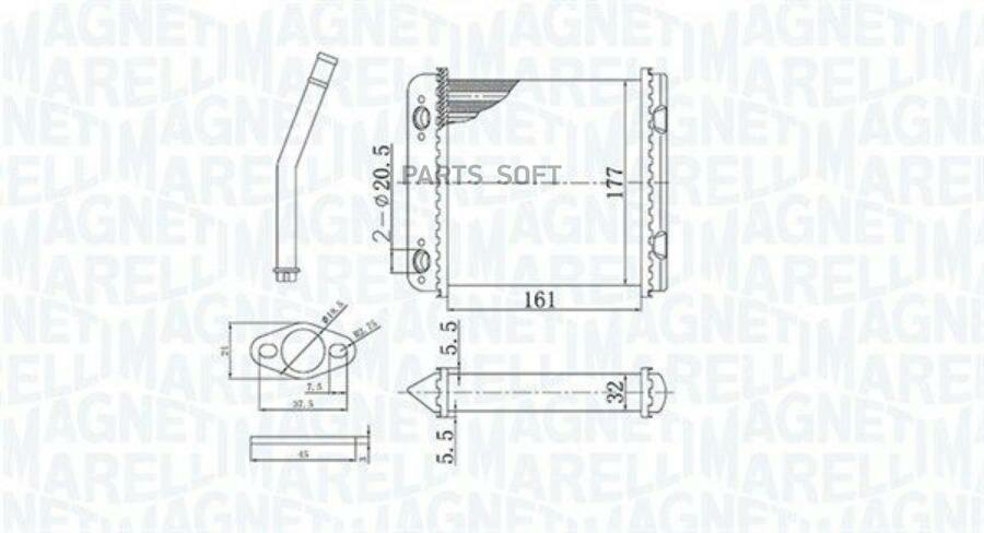 Радиатор отопителя-. OPEL ASTRA F MAGNETI MARELLI / арт. 350218408000 - (1 шт)