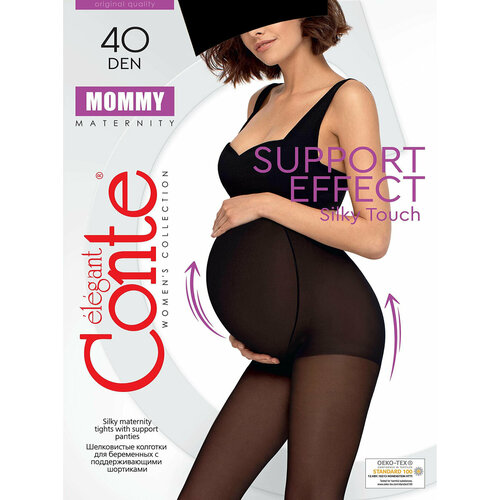 Колготки Conte elegant MOMMY, 40 den, размер 4/L, черный колготки для беременных conte mommy 40 den lycra® размер 4 l с х б ластовицей цвет natural телесный
