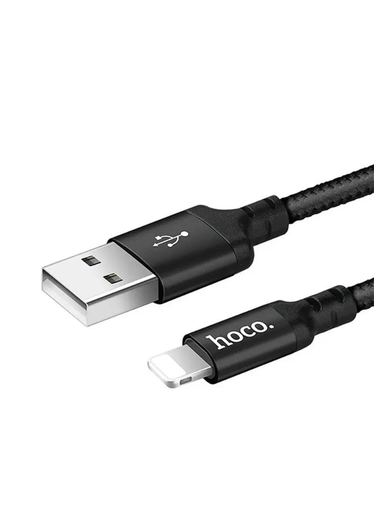 Кабель в тканевой оплетке USB - Lightning Hoco X14 Times Speed, 1м, черный