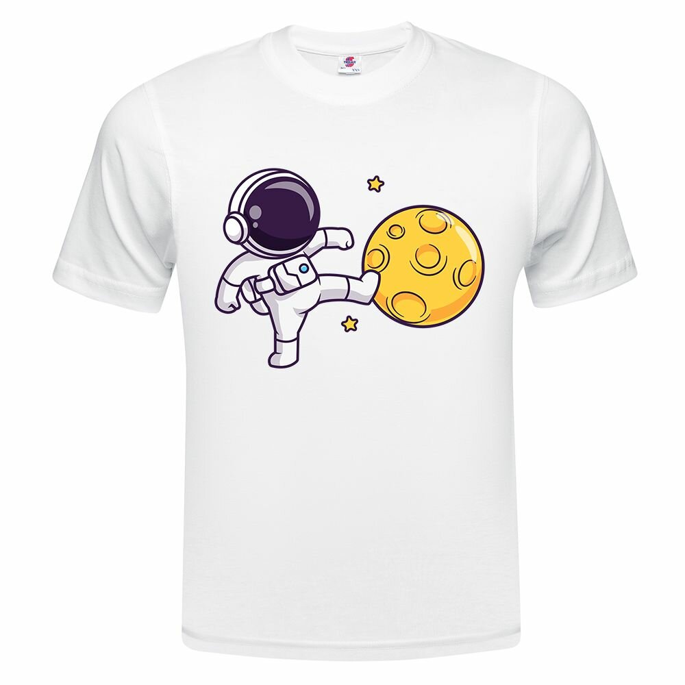 Футболка  Детская футболка ONEQ 146 (11-12) размер с принтом Космонавт, белая