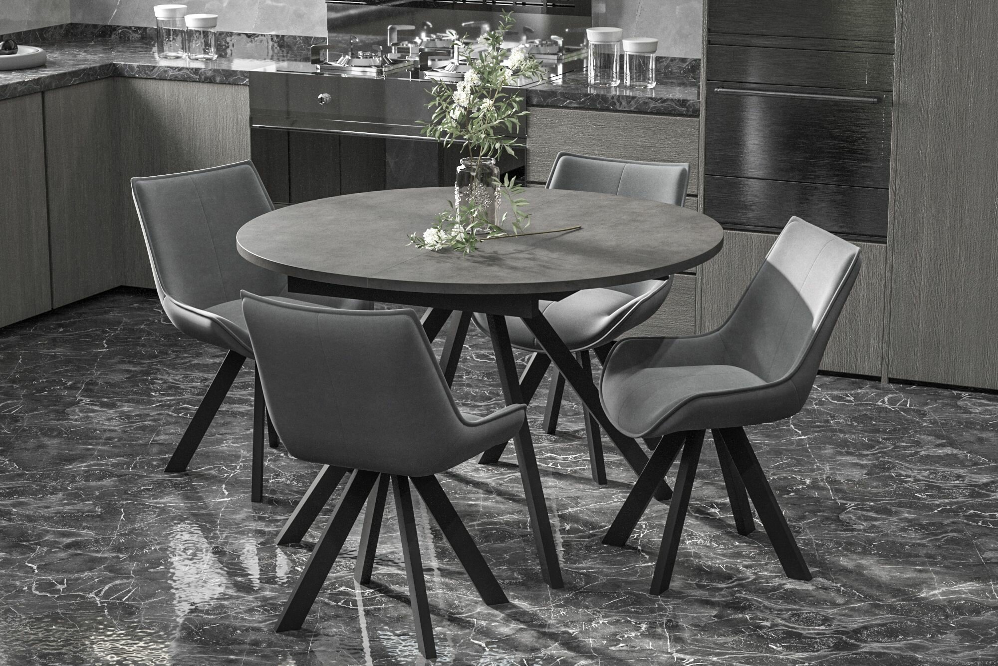 фото Стол локи D-1200(+380) ЛДСП Премиум: Дуб текстурный - Царговый пояс: Черный