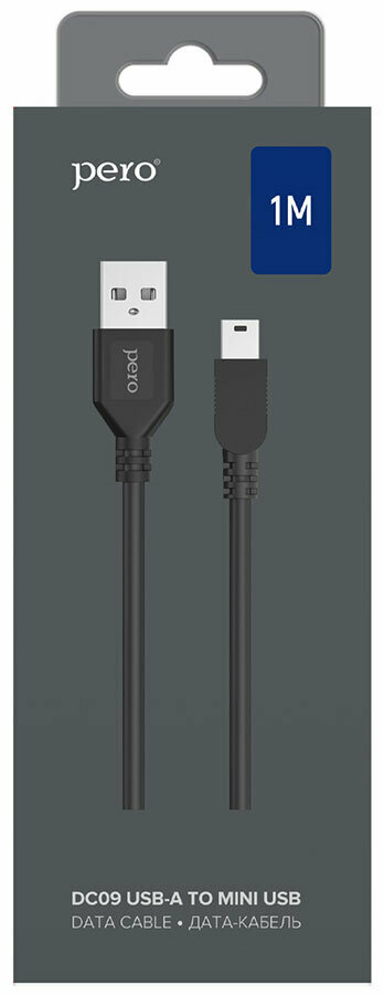 Дата-кабель PERO DC-09 mini-USB, 1m, Black - фото №5