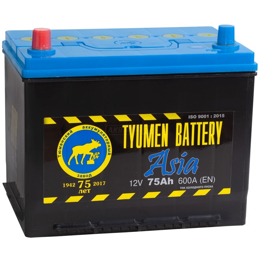 Аккумулятор Tyumen Battery Asia 75 Ач пря. пол. 630A (260x175x225)