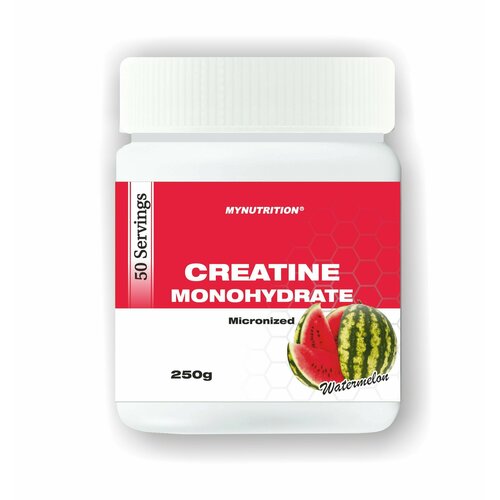 Креатин моногидрат порошок / Creatine Monohydrate, 50 порций, аминокислота / спортивное питание для набора массы и роста мышц, вкус-Арбуз, банка 250 гр.