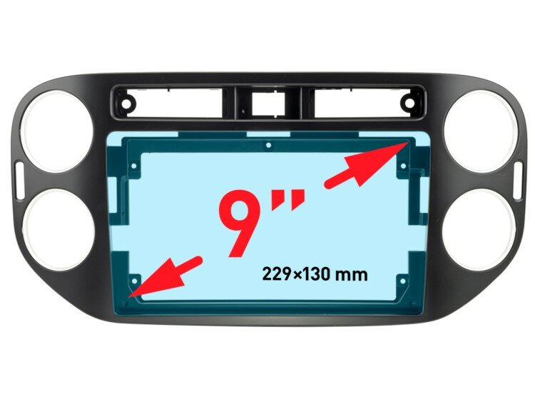 Рамка переходная Incar RVW-FC581 для XTA VW Tiguan 2011+ BLACK, 9" - фото №7