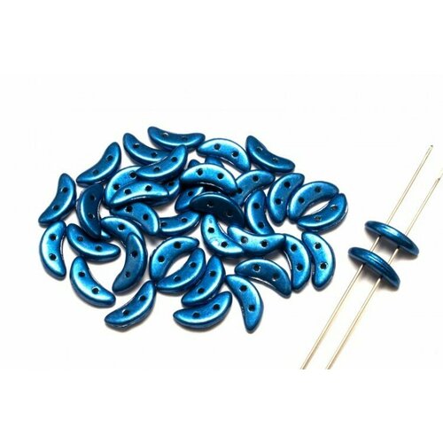 Бусины Crescent beads 10х3мм, цвет 0310-77040CR Saturated Metallic Blue, 708-047, 5г (около 40 шт)