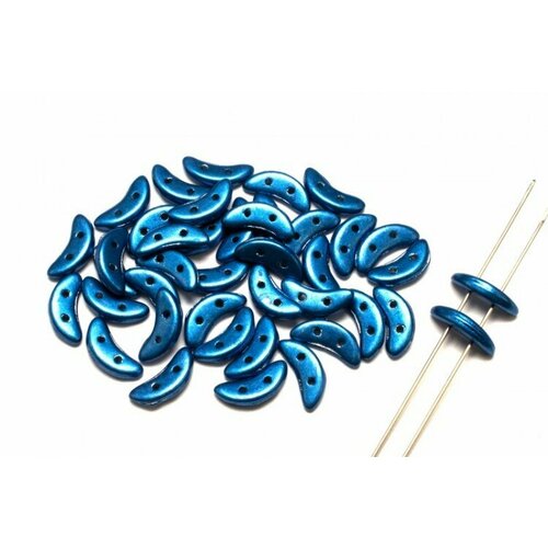 Бусины Crescent beads 10х3мм, цвет 0310-77040CR Saturated Metallic Blue, 708-047, 5г (около 40 шт) бусины crescent beads 10х3мм цвет 0310 77043cr saturated metallic antique gold 708 050 5г около 40 шт