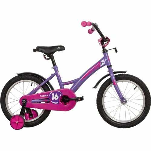 Детский велосипед Novatrack 16 Strike, фиолетовый 163Strike. VL22 велосипед горный хардтейл novatrack novara 24 13 фиолетовый 24ahd novara 13vl22 2022