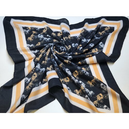 Платок , 100х100 см, бежевый, черный