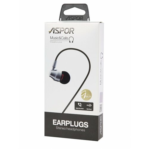 Проводные наушники с микрофоном разъем AUX ASPOR A203 игровая гарнитура для компьютера телефона и пк на Android как jbl на самсунг золотистые 48000₽