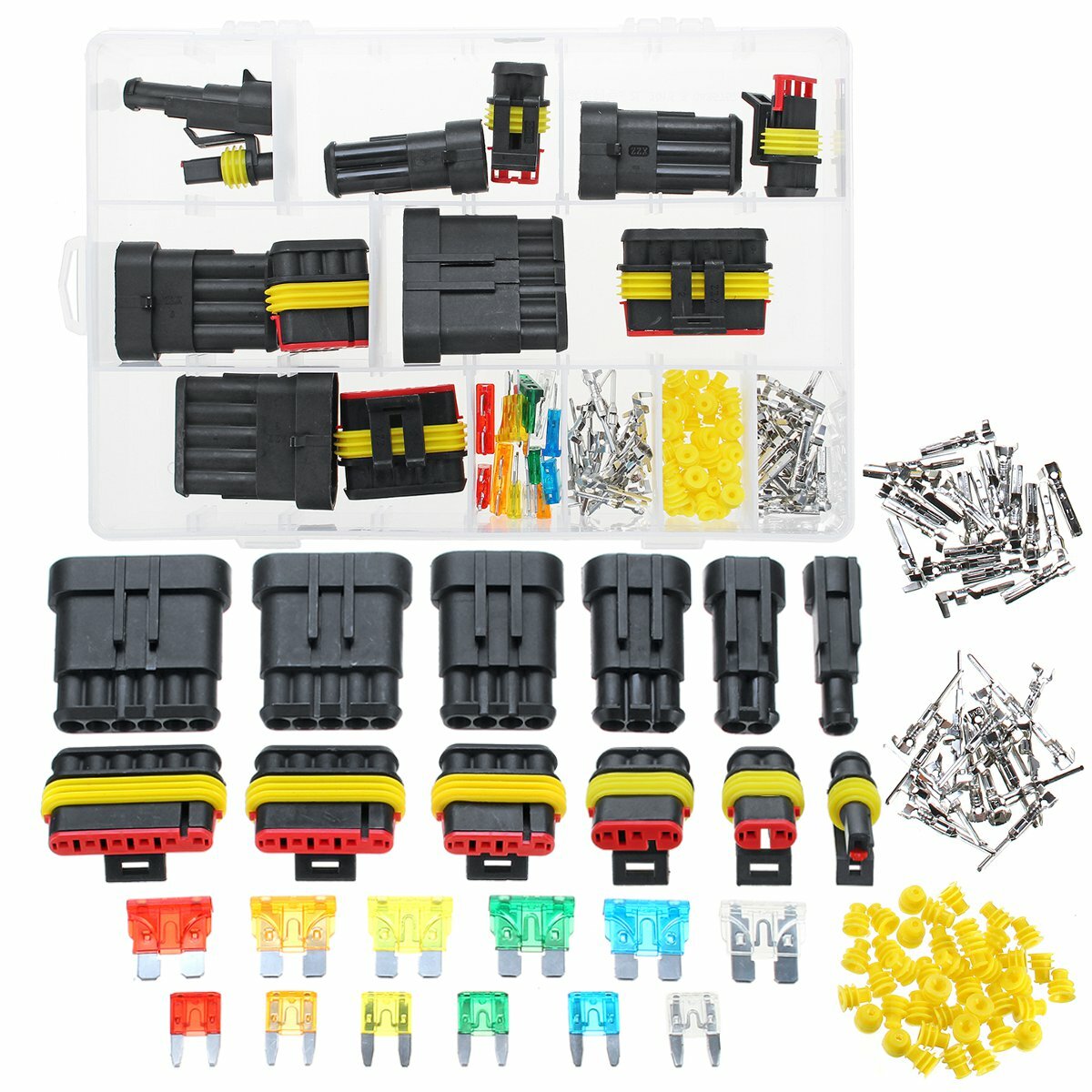 Универсальный водонепроницаемый разъем (фишка) + наконечники на провод набор 240 шт.