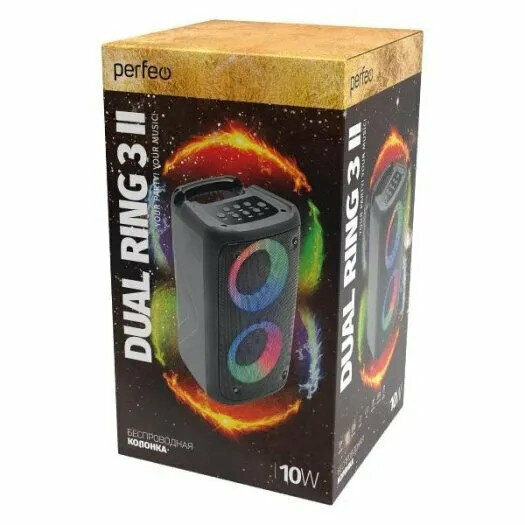 Perfeo Bluetooth-колонка "DUAL RING" 3" II LED, черная — фото 10