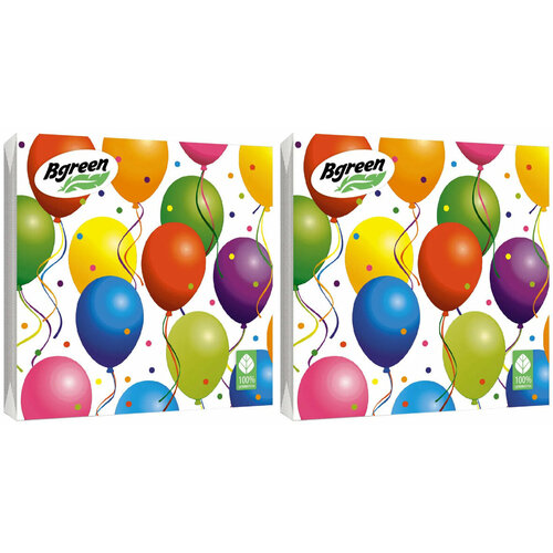 Салфетки бумажные BULGAREE GREEN, Праздник, 33 x 33 см, 3 слоя, 20 шт, 2 уп украшение для баскетбольной тематики вечеринки спорт день рождения мальчика натяжной флаг торт открытка набор воздушных шаров макетн