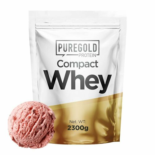 Сывороточный протеин с аминокислотами Pure Gold Compact Whey Protein, 2300г (Клубничное мороженое) /для набора мышечной массы и похудения