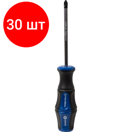 Комплект 30 штук, Отвертка Ultra Grip кобальт PH-2 х 100 мм CR-V, 646-355 отвертка диэлектрическая кобальт ultra grip fl pz 1 х 80 мм cr v двухкомпонентная рукоятк 799 727