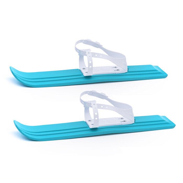 фото Игровые мини-лыжи "Юниор" бирюзовые (игрушка детская) 47 см, крепление мягкое пластиковое (в сетке)