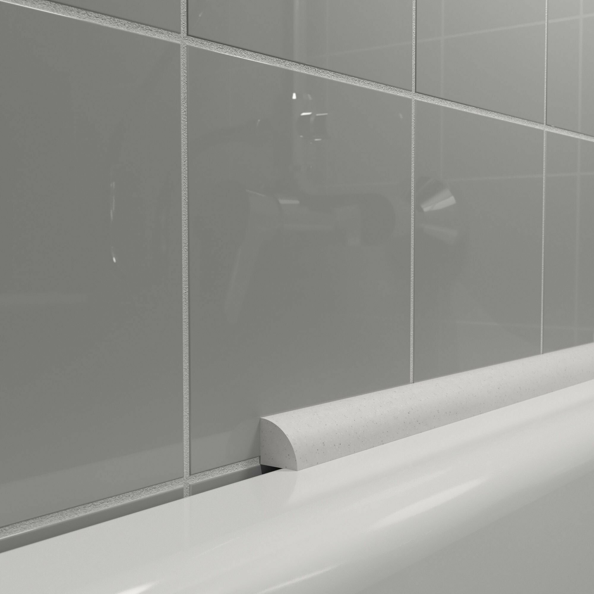 Акриловый Плинтус бордюр для ванной BNV ПШ12 180 сантиметров, серый цвет, глянцевая поверхность