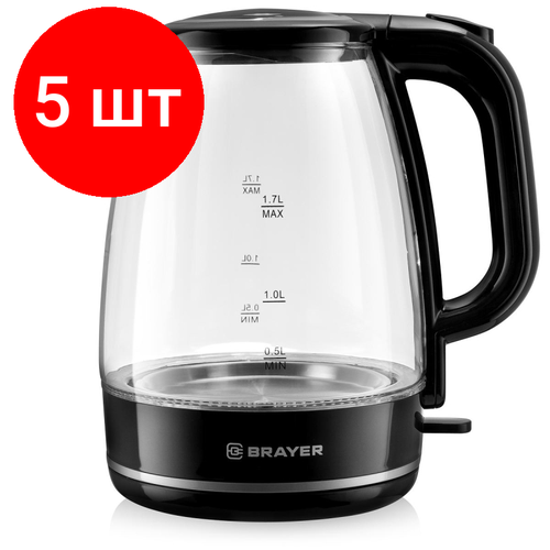 Комплект 5 штук Чайник электрический BRAYER BR103022 кВт 17 л стекло автооткл подсвет 1994700₽
