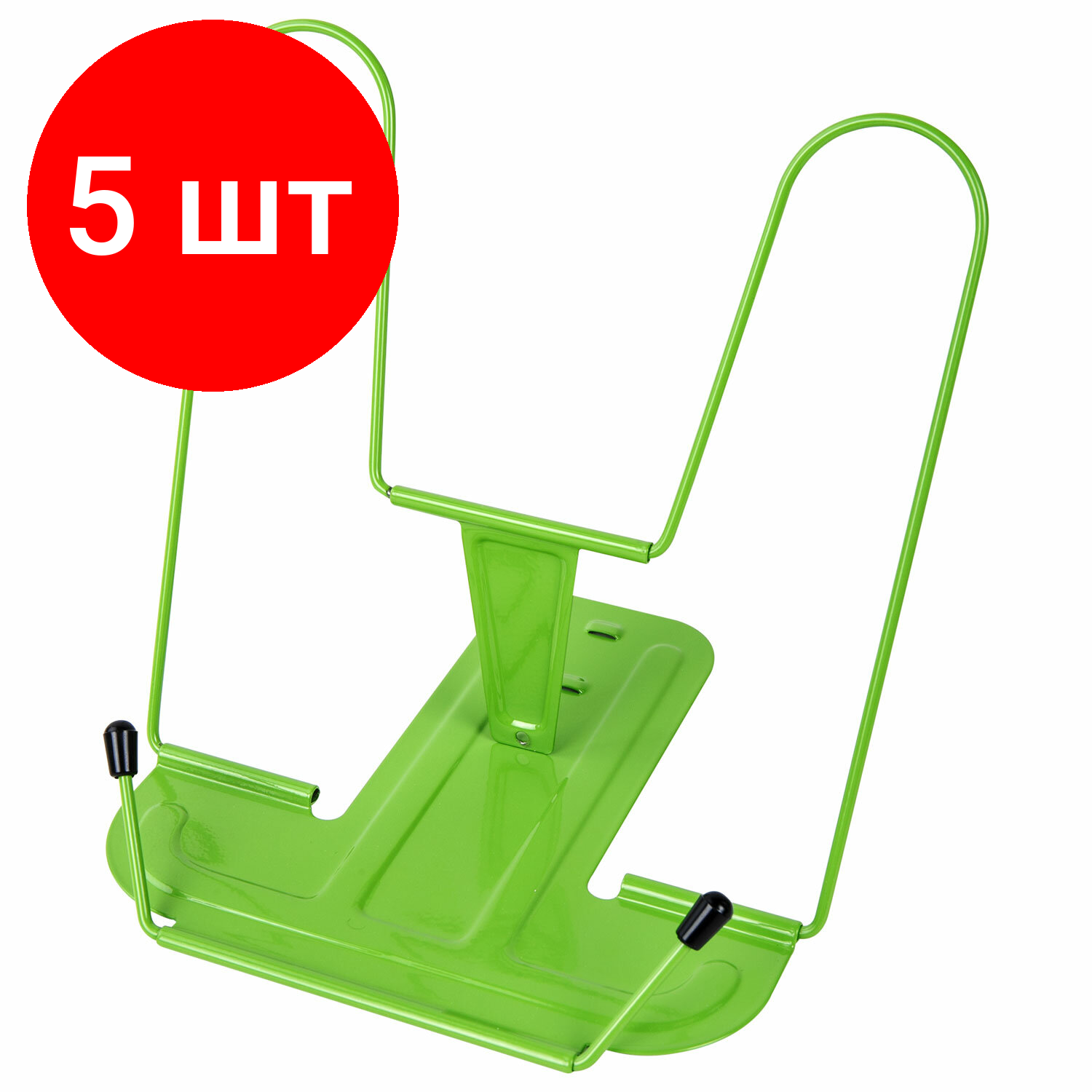 Комплект 5 шт, Подставка для книг и учебников BRAUBERG LINE+, металлическая, зеленая, европодвес, 238072
