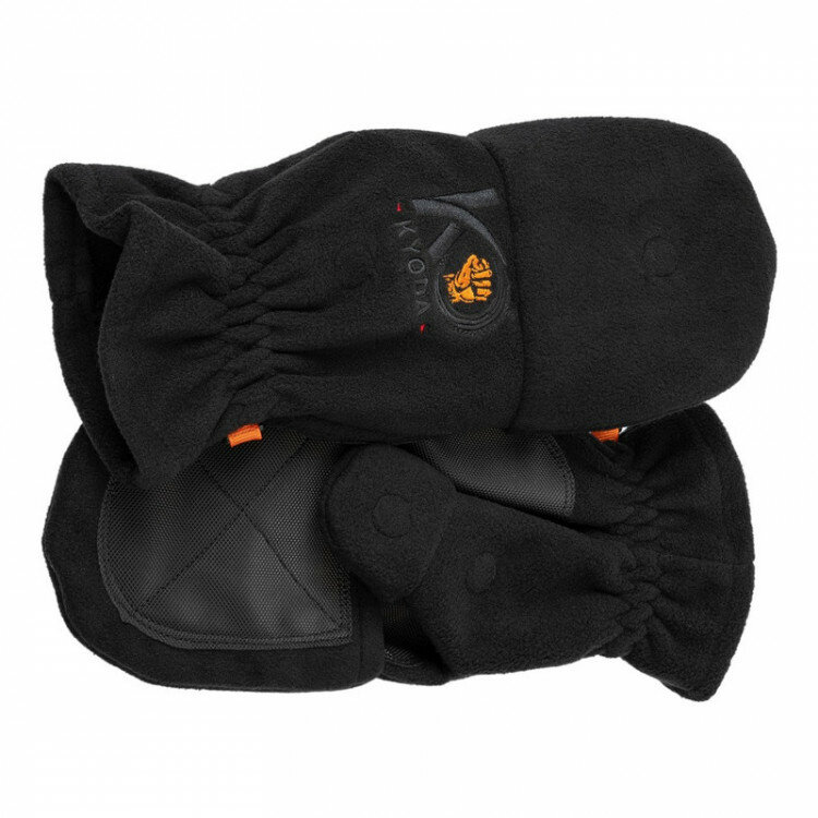 Перчатки-варежки KYODA с откидным верхом зимние водонепроницаемые флис цвет чёрный размер XL