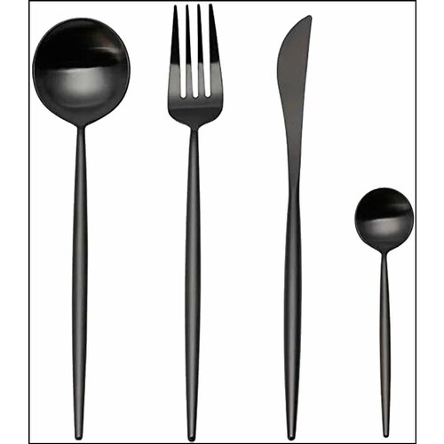 Набор столовых приборов Maison Maxx Stainless Steel Cutlery Set (Black) 4 предмета в комплекте