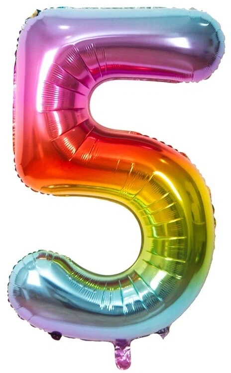 Воздушный шар, фольгированный, "Цифра 5", цвет радужный, 100 см