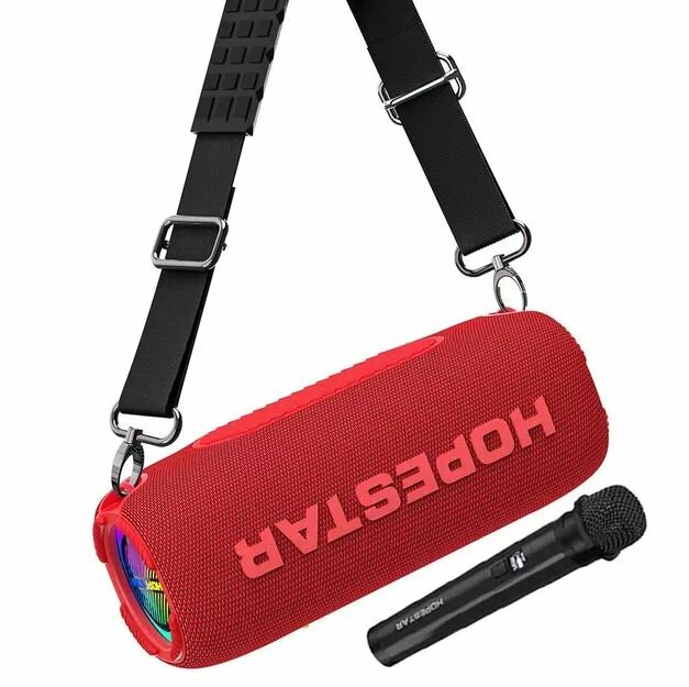 Колонка Bluetooth Mp3 Hopestar P32 Max, беспроводной микрофон, красная