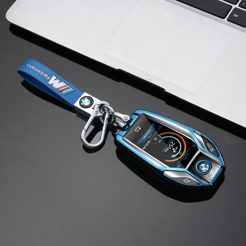 Чехол для автомобильного ключа из Цинкового сплава, синий, для BMW модели с ЖК-экраном 7 серии 5 серии