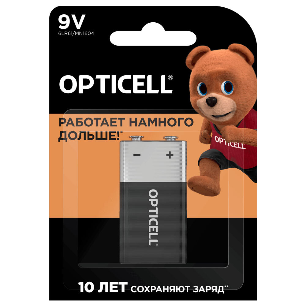 Батарейки Opticell 9V 1 шт - фото №1