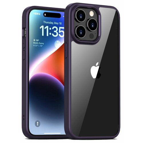 Прозрачный чехол для Apple IPhone 15 Pro MAX / Айфон 15 Про Макс с силиконовым кантом Crystal Case (Фиолетовый)