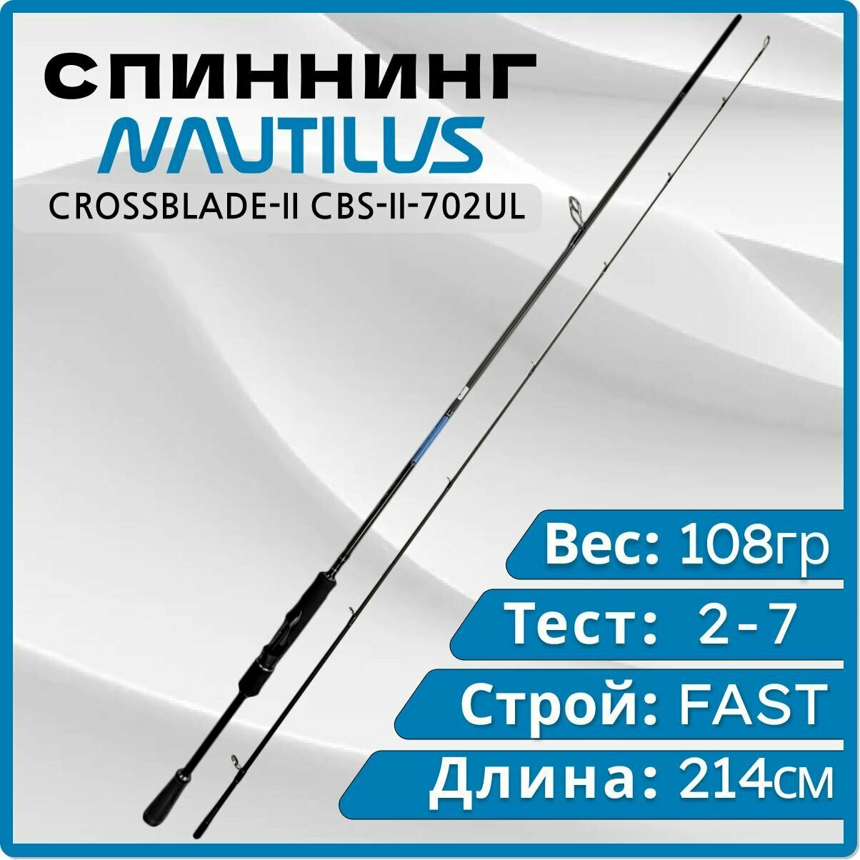 Спиннинг Nautilus CROSSBLADE-II CBS-II-702UL 2.14м 2-7гр