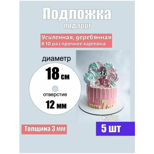 Подложки для торта, усиленные, 18 см, 5 шт.