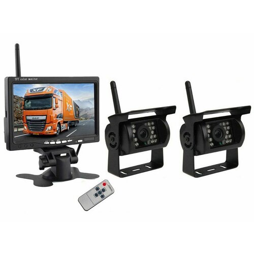 Беспроводная антивандальная камера заднего вида MasterPark 607-W-2 с двумя камерами и монитором 7 дюймов для грузовых машин