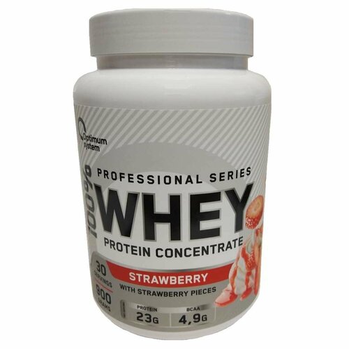 фото Optimum system 100% whey protein 900 гр (optimum system) клубника
