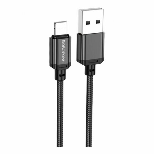 Дата-кабель Borofone BX87 USB-Lightning, 1 м, черный кабель borasco 20547 apple 8 pin черный 2 м 2a витой