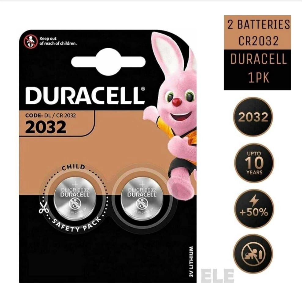 Батарейка Duracell 2032, в упаковке: 2 шт.