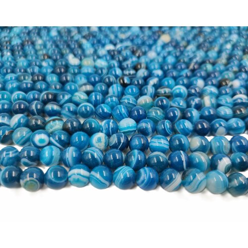 Натуральный камень агат синий бусины по 8 ММ (около 48 штук)
