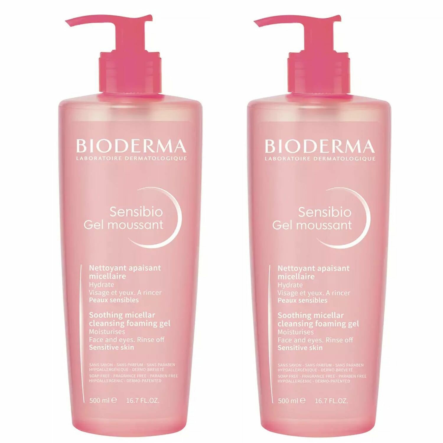 Bioderma Очищающий мицеллярный гель Sensibio для чувствительной кожи, 2 х 500 мл