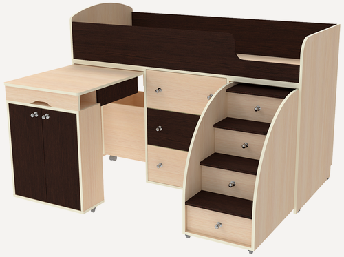 Изображение товара Кровать чердак Малыш Дуб Молочный - Венге