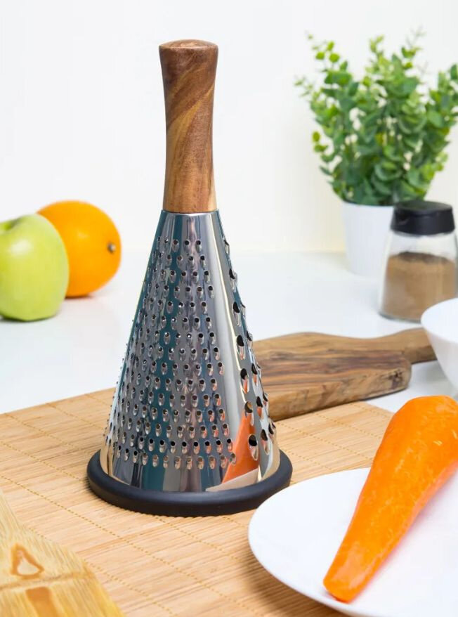 Терка конусная "Grater", 27 см, 3 грани, для овощей, фруктов и сыра с ручкой из бамбука.