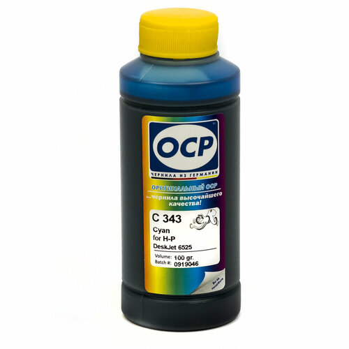 Чернила OCP C 343 голубые для HP DeskJet Ink Advantage 3520, 3525, 3625, 4615, 4625, 5525, 6525 картриджей 655 100мл