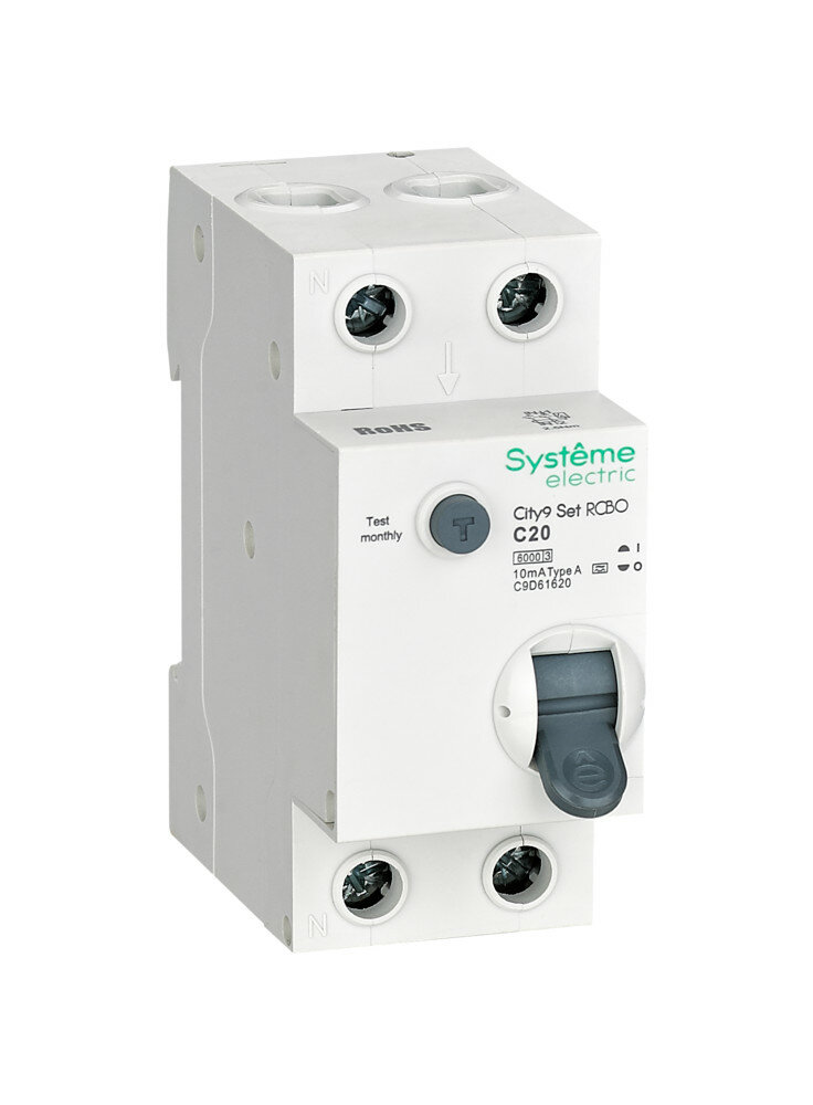 Systeme Electric City9 Set Авт. выкл. диф. тока (АВДТ) 1P+N С 20А 6kA 10мА Тип-A 230В