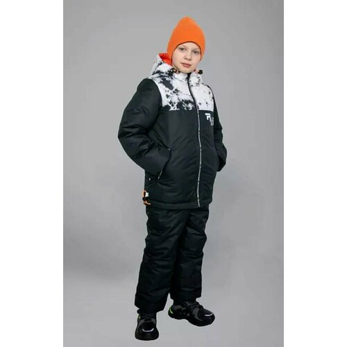 ткань курточная стеганая цвет оранжевый 100 140см Комплект верхней одежды Аврора размер 122, черный, оранжевый
