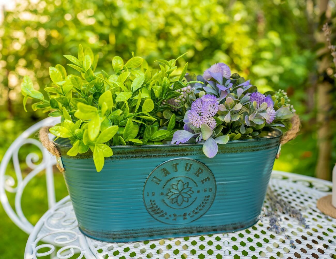 фото Кашпо петаль, металл, тёмно-синее, 35х19 см, Koopman International FZ1001200-3